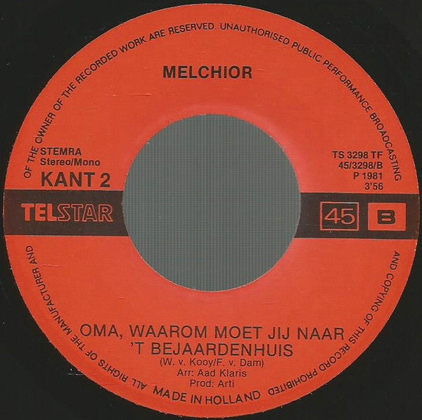 Melchior - M'n Vader Is 'n Truckchauffeur Vinyl Singles Vinyl Very Good (VG) <br> Hoes Good Plus (G+)