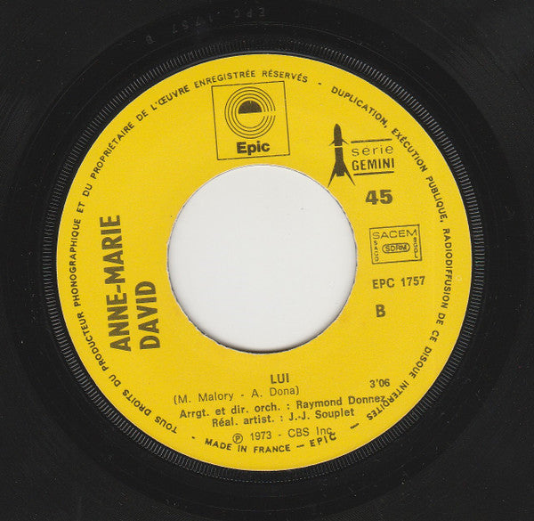 Anne Marie David - Comme Une Valse Vinyl Singles