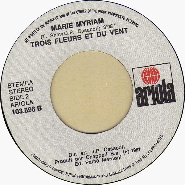 Marie Myriam - J'aime Quand Tu Es Jaloux Vinyl Singles Vinyl Very Good (VG) <br> Hoes Good Plus (G+)