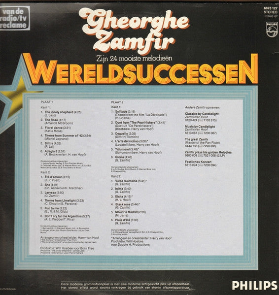 Gheorghe Zamfir - Wereldsuccessen - Zijn ** Mooiste Melodieën (LP) Vinyl LP Vinyl Very Good (VG) <br> Hoes Good Plus (G+)