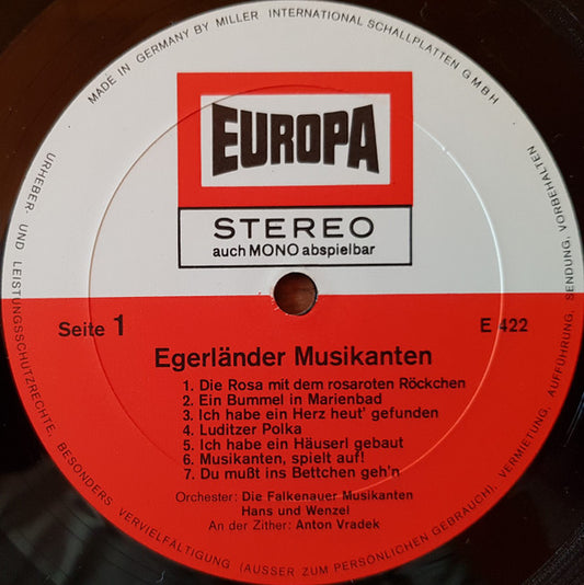 Falkenauer Musikanten Solisten: Hans Und Wenzel An Der Zither: Anton Vradek - Egerländer Musikanten (LP)