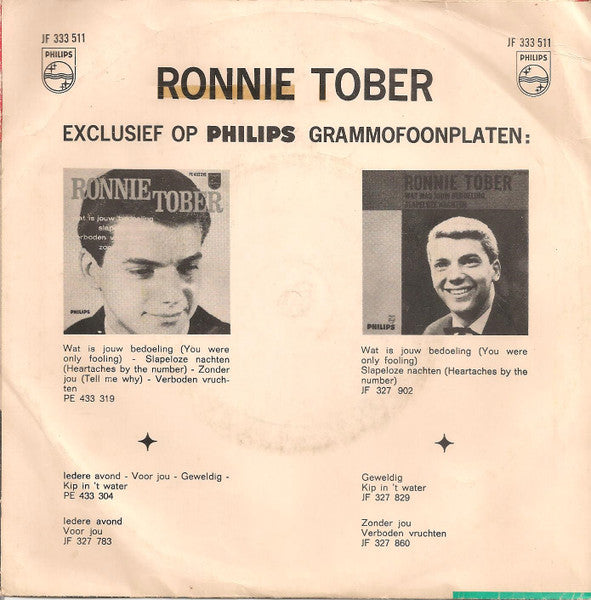 Ronnie Tober - Merci Chérie (Ned. Versie) Vinyl Singles Vinyl Very Good (VG) <br> Hoes Good Plus (G+)