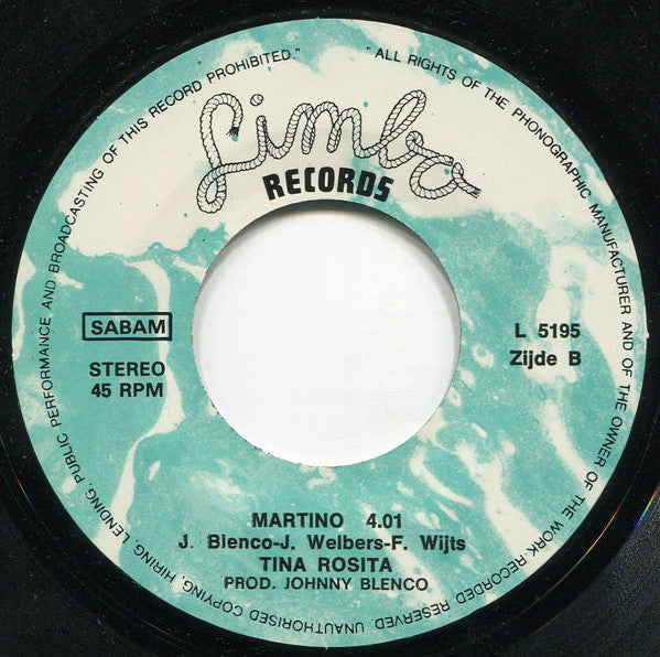 Tina Rosita - Rode Rozen In Mijn Bruidsboeket Vinyl Singles Vinyl Very Good (VG) <br> Hoes Good Plus (G+)