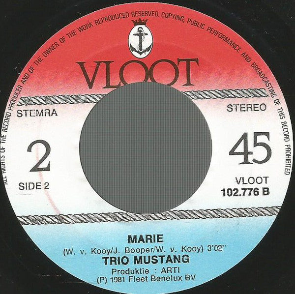 Trio Mustang - Hup! D'r In, Hop! D'r Uit Vinyl Singles Vinyl Very Good (VG) <br> Hoes Good Plus (G+)