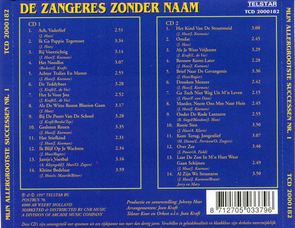 Zangeres Zonder Naam - Mijn Allergrootste Successen Nr. 1 (CD) Compact Disc Vinyl Very Good (VG) <br> Hoes Good Plus (G+)