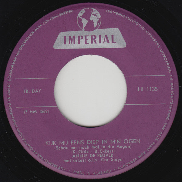 Annie de Reuver - Slaap Je Al Vinyl Singles Vinyl Very Good (VG) <br> Hoes Good Plus (G+)