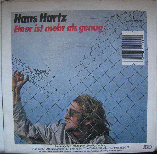 Hans Hartz - Ich Lebe Noch Vinyl Singles Vinyl Very Good (VG) <br> Hoes Good Plus (G+)