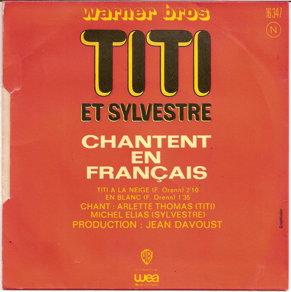 Arlette Thomas / Michel Elias - Titi Et Sylvestre Chantent En Français 40338 Vinyl Singles Vinyl Very Good (VG) <br> Hoes Good Plus (G+)