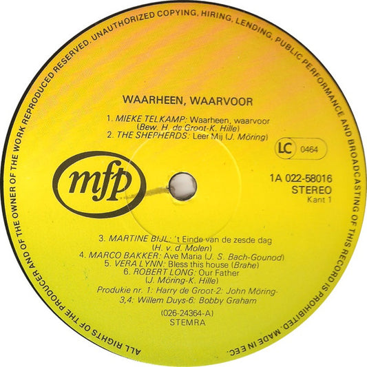 Various - Waarheen, Waarvoor (LP) Vinyl LP Vinyl Zeer Goed / Hoesje Goed "VINYLSINGLES.NL"