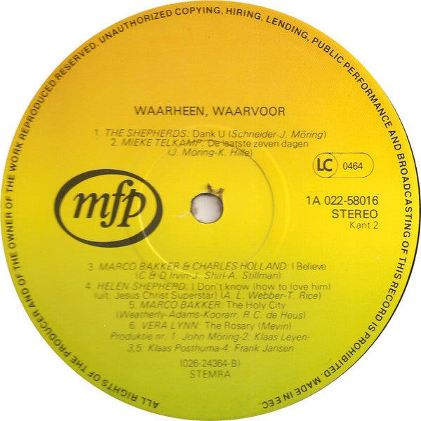 Various - Waarheen, Waarvoor (LP) Vinyl LP