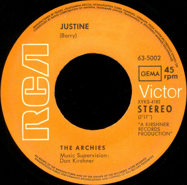 Archies - Jingle Jangle Vinyl Singles Vinyl Very Good (VG) <br> Hoes Good Plus (G+)