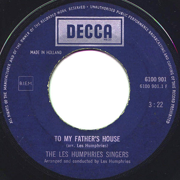 Les Humphries Singers - To My Father's House Vinyl Singles Vinyl Goed / Hoes Generic