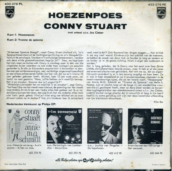Conny Stuart - Hoezenpoes 29014 Vinyl Singles Vinyl Very Good (VG) <br> Hoes Good Plus (G+)