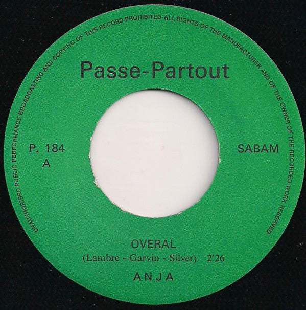 Anja - Overal Vinyl Singles Vinyl Very Good (VG) <br> Hoes Good Plus (G+)