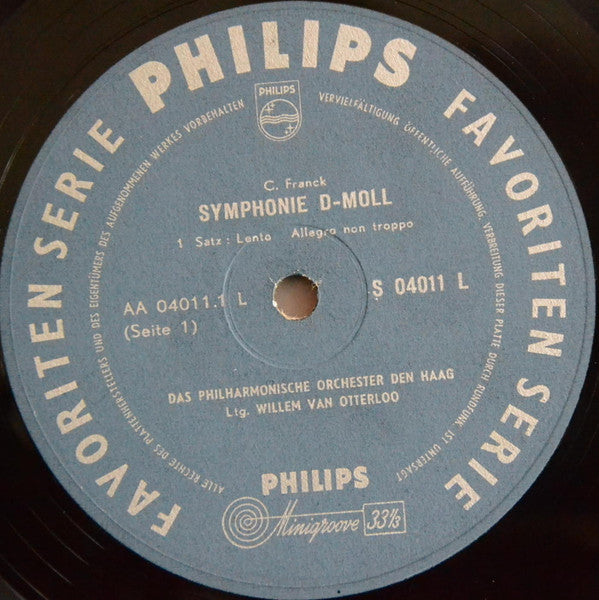 Cesar Franck Willem Van Otterloo - The Residency-Orchestra (The Hague) (LP) Vinyl LP Vinyl Very Good (VG) <br> Hoes Good Plus (G+)