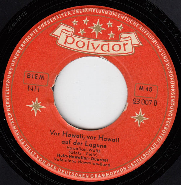 Hula Hawaiian Quartett, Valentinos Hawaiian-Band - Die Perle Auf Dem Meeresgrund Vinyl Singles Vinyl Very Good (VG) <br> Hoes Good Plus (G+)