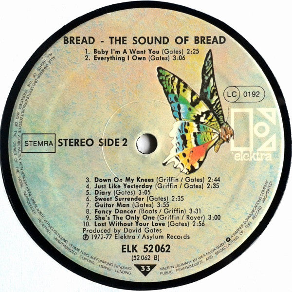 Bread - The Sound Of Bread - Their 20 Finest Songs (LP) Vinyl LP Vinyl Very Good (VG) <br> Hoes Good Plus (G+)