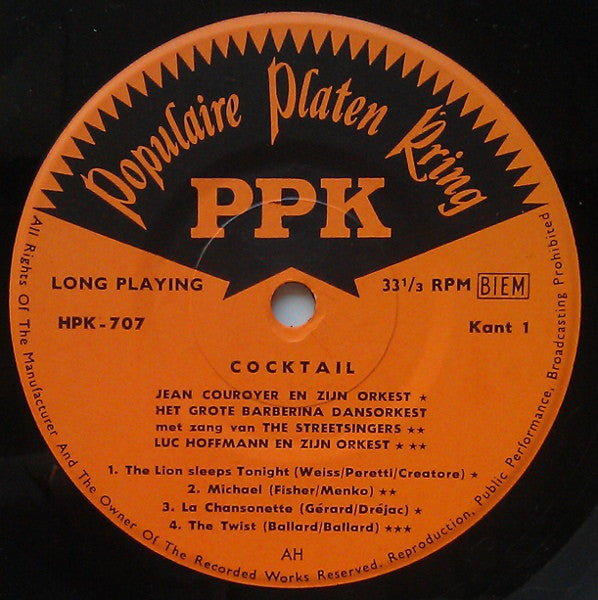 Various - Cocktail Vinyl Singles EP Vinyl Very Good (VG) <br> Hoes Good Plus (G+)