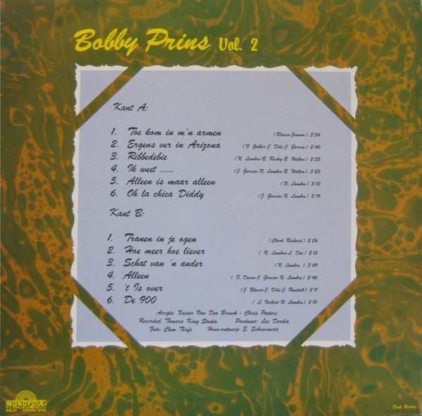 Bobby Prins – Bobby Prins Vol. 2 (LP) Vinyl LP Vinyl Very Good (VG) <br> Hoes Good Plus (G+)
