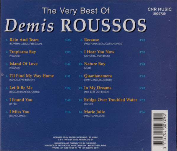 Demis Roussos – The Very Best Of Demis Roussos (CD) Compact Disc Vinyl Very Good (VG) <br> Hoes Good Plus (G+)