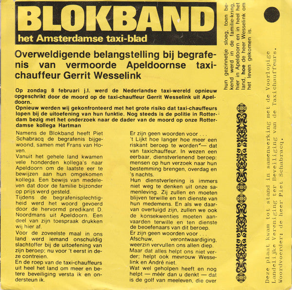 Johnny & Mary - De Taxichauffeur Vinyl Singles Vinyl Very Good (VG) <br> Hoes Good Plus (G+)