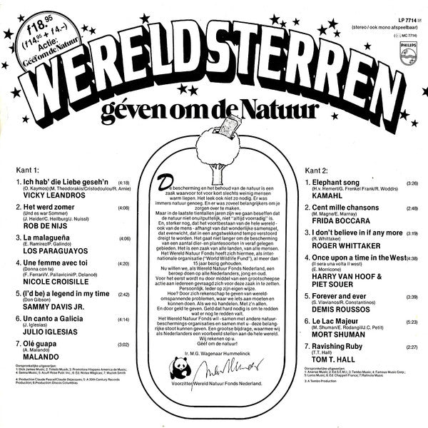Various - Wereldsterren Geven Om De Natuur (LP) Vinyl LP Vinyl Very Good (VG) <br> Hoes Good Plus (G+)