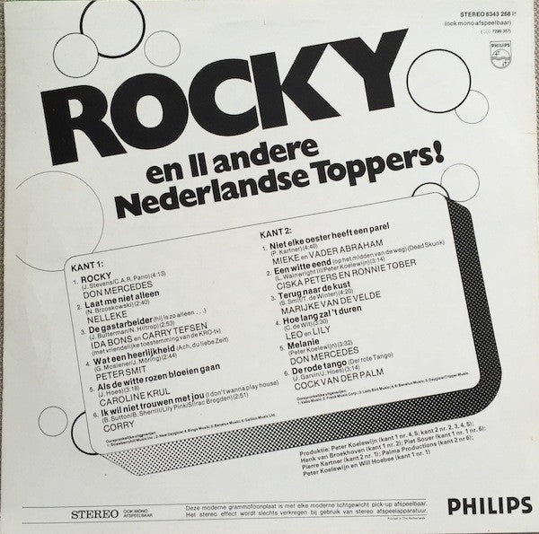 Various - Rocky En 11 Andere Nederlandse Toppers! (LP) Vinyl LP Vinyl Very Good (VG) <br> Hoes Good Plus (G+)