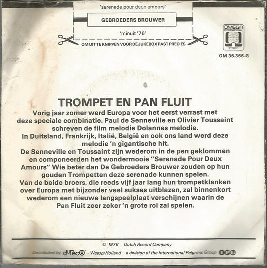 Gebroeders Brouwer - Serenade Pour Deux Amours Vinyl Singles Vinyl Zeer Goed / Hoesje Goed "VINYLSINGLES.NL"