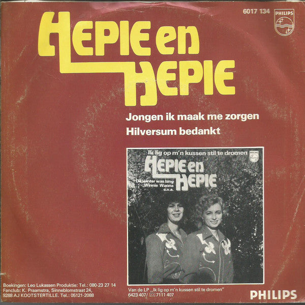 Hepie En Hepie - Jongen Ik Maak Me Zorgen 32417 Vinyl Singles Vinyl Very Good (VG) <br> Hoes Good Plus (G+)