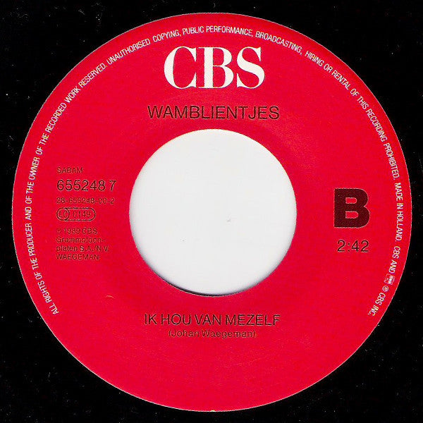 Wamblientjes - Een Beetje Verliefd Vinyl Singles Vinyl Very Good (VG) <br> Hoes Good Plus (G+)