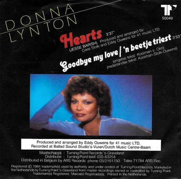 Donna Lynton - Hearts Vinyl Singles Vinyl Very Good (VG) <br> Hoes Good Plus (G+)