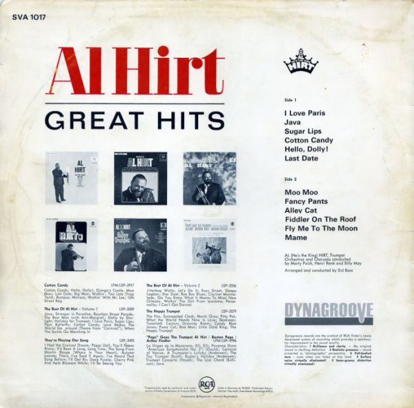 Al Hirt - Great Hits (LP) Vinyl LP Vinyl Very Good (VG) <br> Hoes Good Plus (G+)