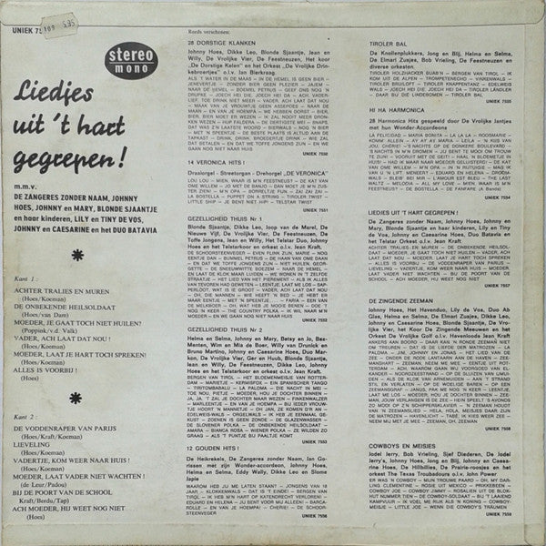 Various - Liedjes Uit 't Hart Gegrepen (LP) Vinyl LP Vinyl Very Good (VG) <br> Hoes Good Plus (G+)
