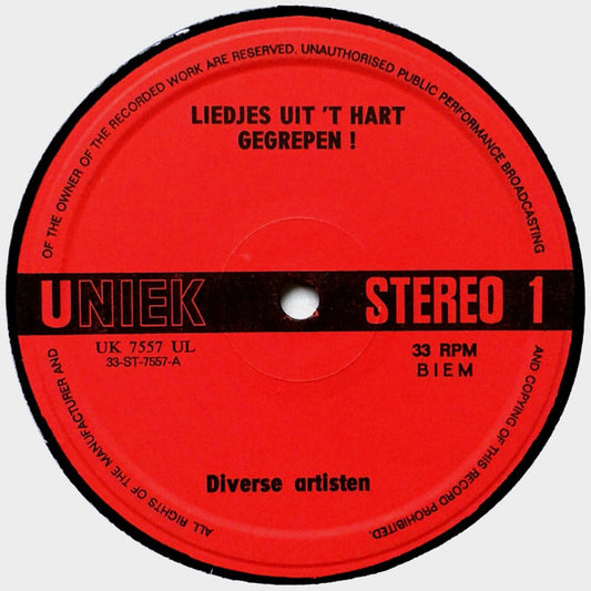 Various - Liedjes Uit 't Hart Gegrepen (LP) Vinyl LP Vinyl Zeer Goed / Hoesje Goed "VINYLSINGLES.NL"