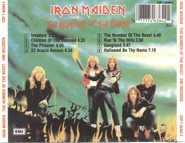 Iron Maiden - The Number Of The Beast (CD) Compact Disc Vinyl Very Good (VG) <br> Hoes Good Plus (G+)