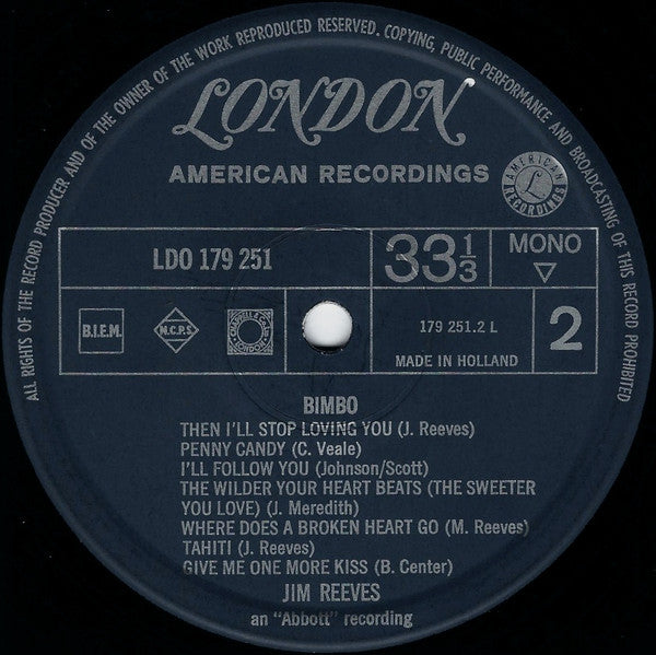 Jim Reeves - Bimbo (LP) Vinyl LP