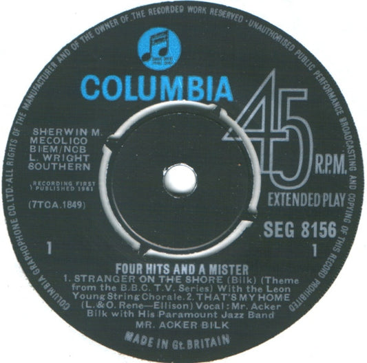 Acker Bilk - Four Hits And A Mister Vinyl Singles EP Vinyl Zeer Goed / Hoesje Goed "VINYLSINGLES.NL"