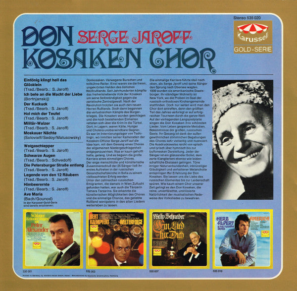 Don Kosaken Chor Serge Jaroff - Don Kosaken Chor Serge Jaroff (LP) Vinyl LP Vinyl Very Good (VG) <br> Hoes Good Plus (G+)