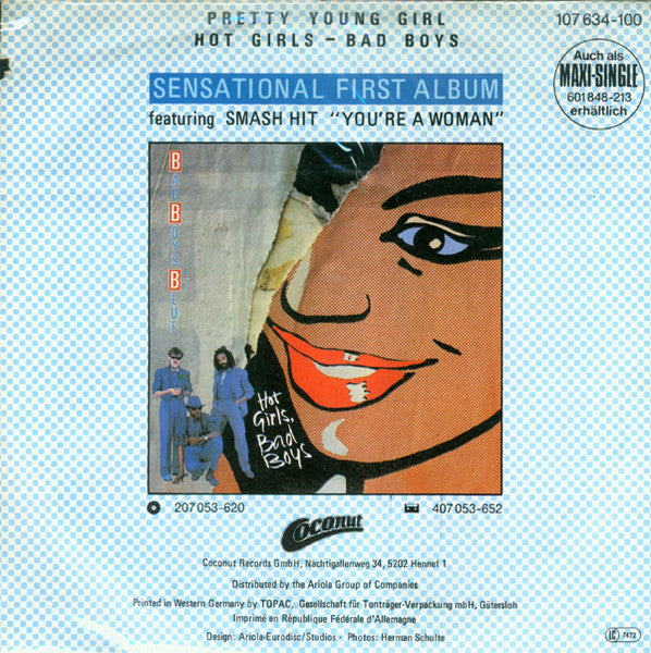 Bad Boys Blue - Pretty Young Girl 31423 Vinyl Singles Vinyl Very Good (VG) <br> Hoes Good Plus (G+)