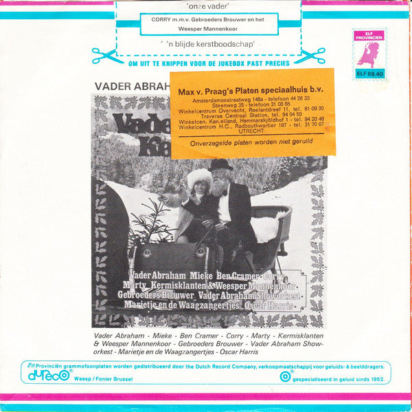 Corry M.m.v. Gebroeders Brouwer En Het Weesper Mannenkoor - Onze Vader Vinyl Singles Vinyl Very Good (VG) <br> Hoes Good Plus (G+)