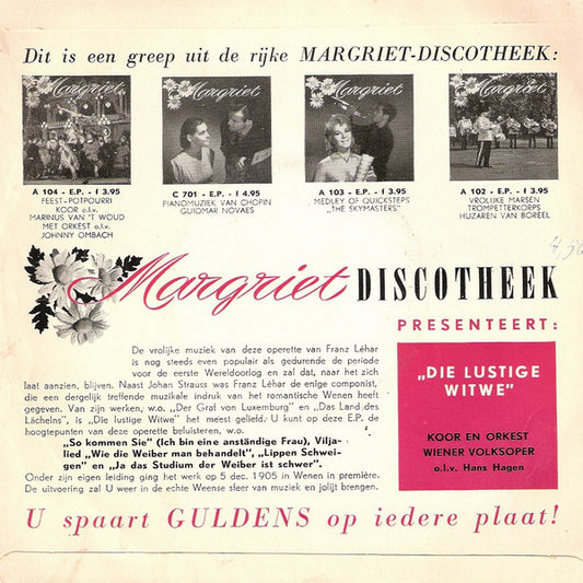 Wiener Volksoper - Die Lustige Witwe Vinyl Singles EP Vinyl Zeer Goed / Hoesje Goed "VINYLSINGLES.NL"