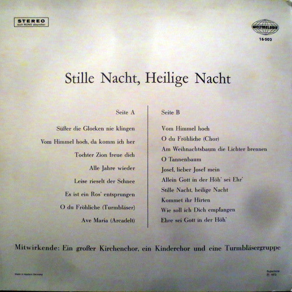 Unknown Artist - Stille Nacht, Heilige Nacht (LP) Vinyl LP Vinyl Very Good (VG) <br> Hoes Good Plus (G+)