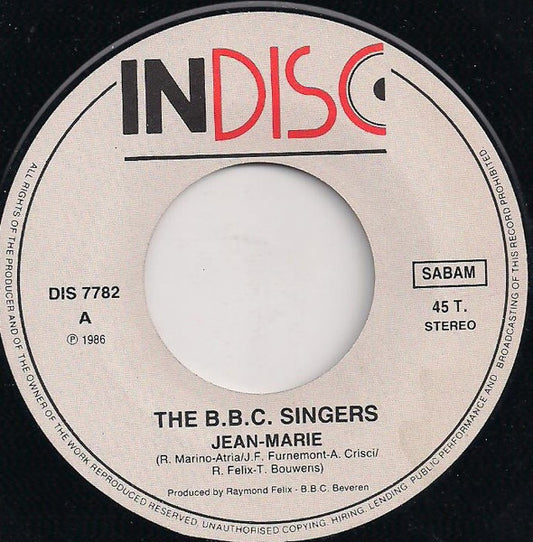 B.B.C. Singers - Jean-Marie 41263 Vinyl Singles Vinyl Zeer Goed / Hoesje Goed "VINYLSINGLES.NL"