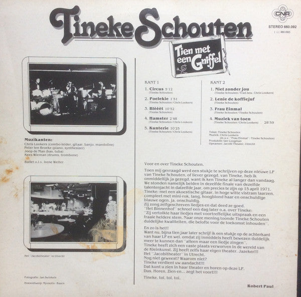 Tineke Schouten - Tien Met Een Gniffel (LP) Vinyl LP Vinyl Very Good (VG) <br> Hoes Good Plus (G+)