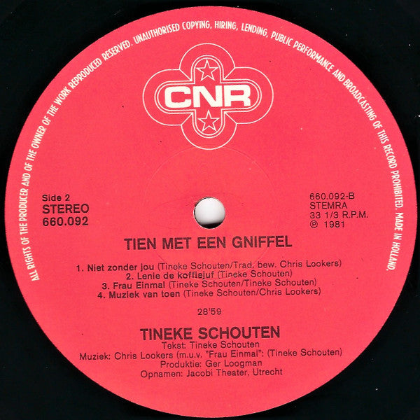 Tineke Schouten - Tien Met Een Gniffel (LP) Vinyl LP