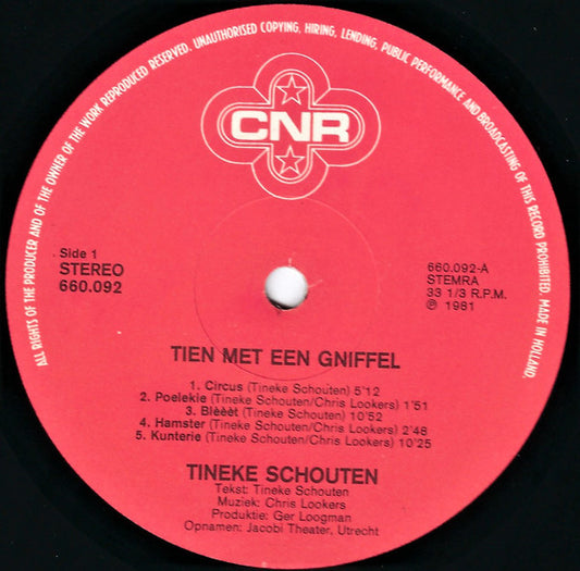 Tineke Schouten - Tien Met Een Gniffel (LP) Vinyl LP Vinyl Zeer Goed / Hoesje Goed "VINYLSINGLES.NL"