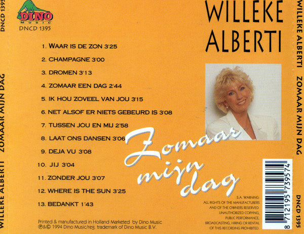 Willeke Alberti - Zomaar Mijn Dag (CD) Compact Disc Vinyl Very Good (VG) <br> Hoes Good Plus (G+)