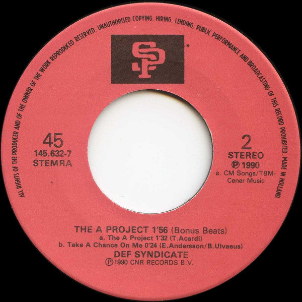 Def Syndicate - The A Project Vinyl Singles Vinyl Goed / Hoes Sticker