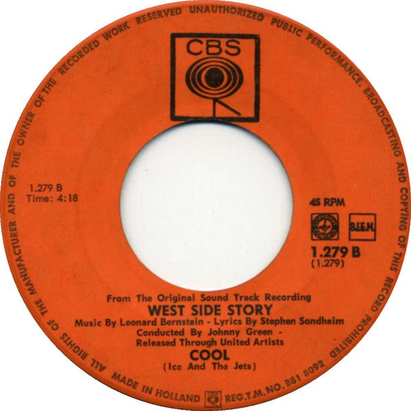 Leonard Bernstein / Stephen Sondheim - America 39519 Vinyl Singles Vinyl Very Good (VG) <br> Hoes Good Plus (G+)