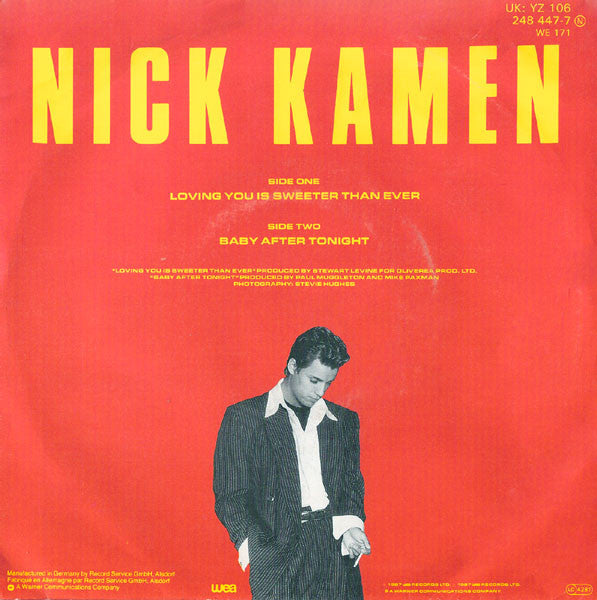 Nick Kamen - Loving You Is Sweeter Than Ever 20114 Vinyl Singles Vinyl Very Good (VG) <br> Hoes Good Plus (G+)